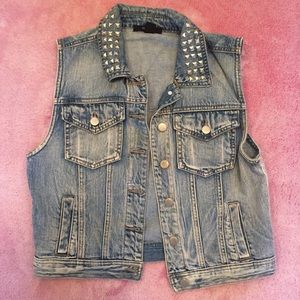 Forever 21 Studded Jean Vest